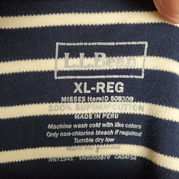 L.L. Bean Navy and White Striped Shirt. Women's XL. H106 - Picture 3 of 9